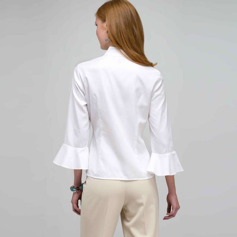 3/4 Sleeve Button Down Shirt, White, large image number 1